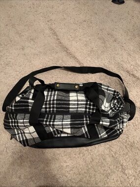 DSW Black & White Plaid Weekender Tote